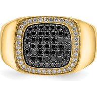 14K Yellow Gold Men's Ring with Round Black and White Diamonds - 0.58 Carat Total Diamond Weight by 0