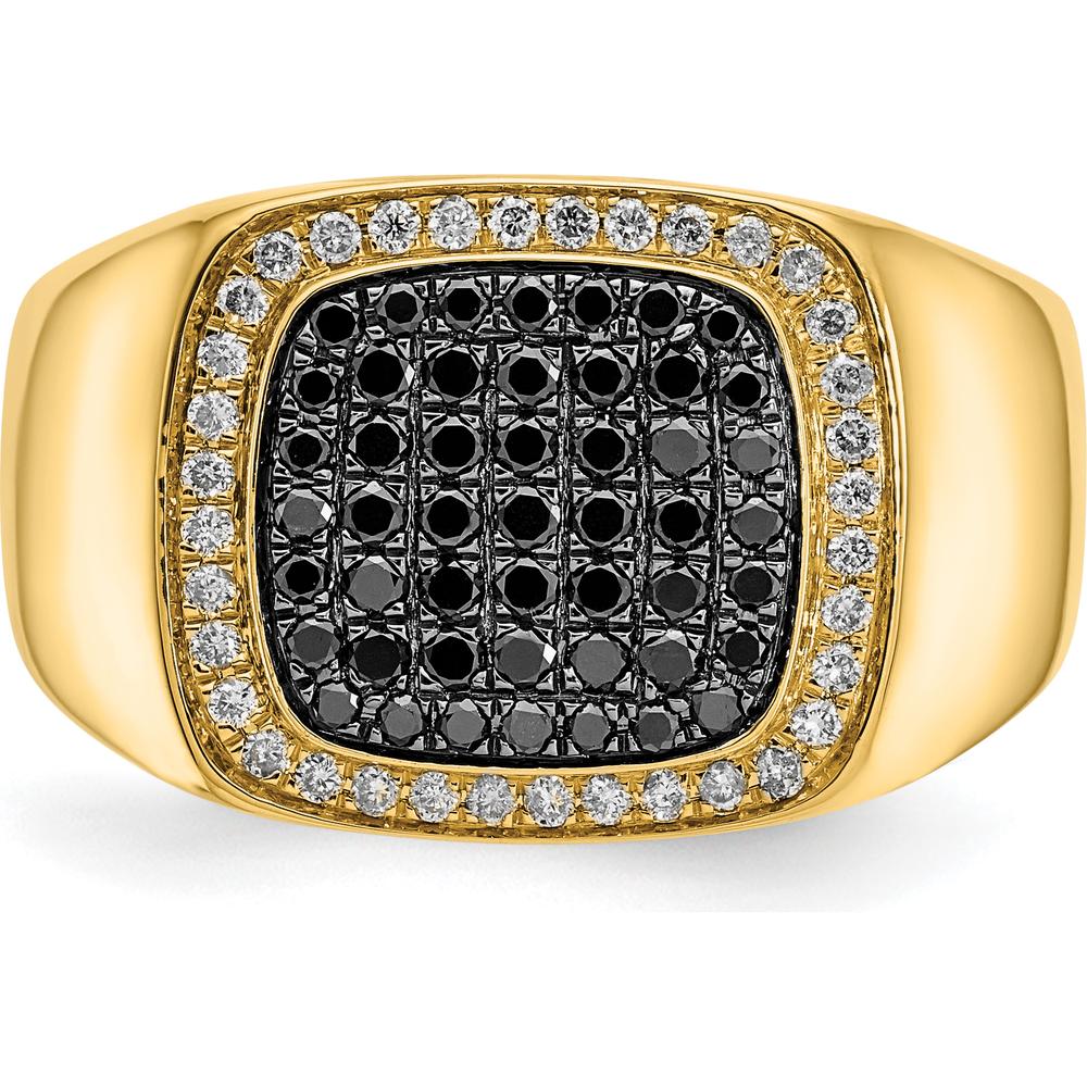 14K Yellow Gold Men's Ring with Round Black and White Diamonds - 0.58 Carat Total Diamond Weight by 0