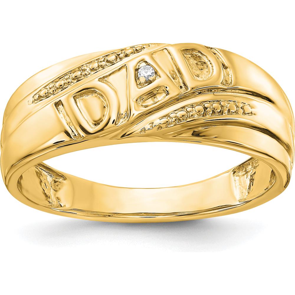 14K Yellow Gold Men's Ring with Round-Cut Diamond - 0.007 Carat Diamond Weight by 0