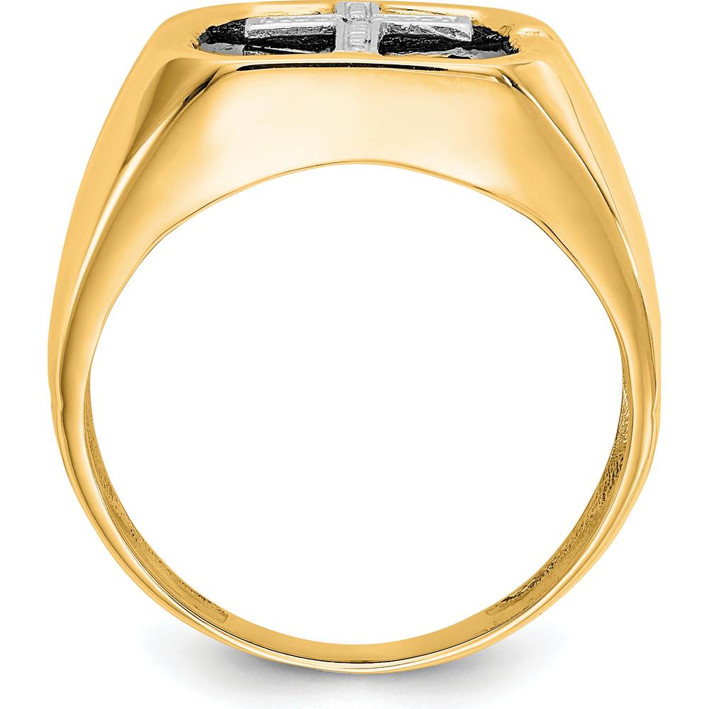14K Yellow Gold Men's Ring with Round Diamond and Octagon Onyx - 0.004 Carat Diamond Weight by Monteluci Fine Jewelry