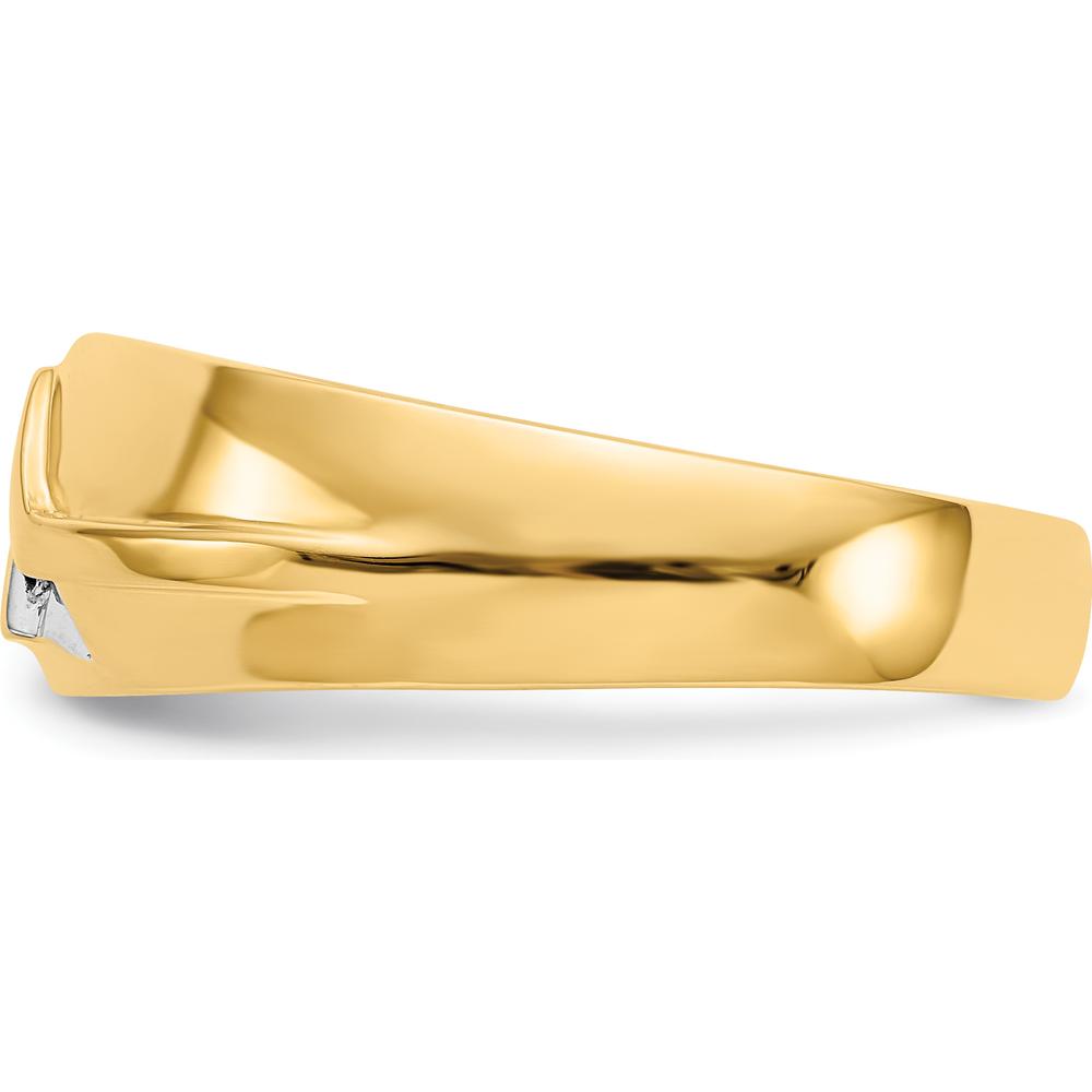 14K Yellow Gold Men's Ring with Round Diamond and Rhodium Accents - 0.05 Carat Total Diamond Weight by 0