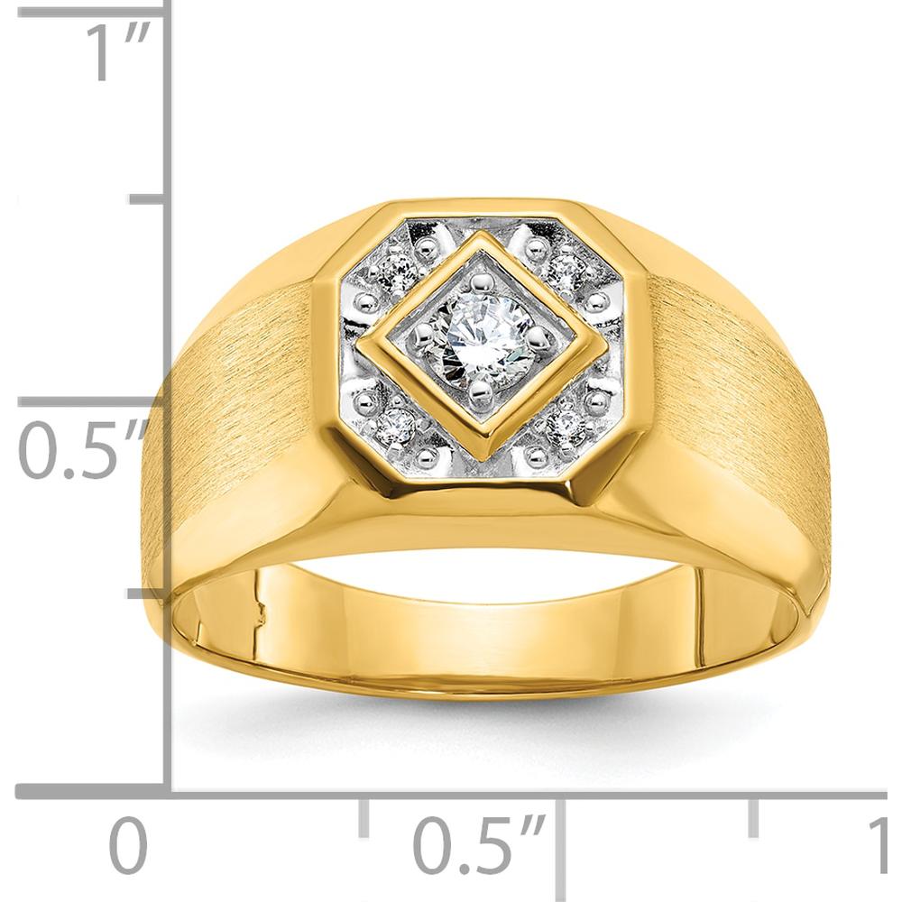 14K Yellow Gold Men's Ring with Round Diamonds - 1/6 Carats Total Diamond Weight by IBGoodman