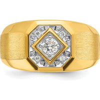 14K Yellow Gold Men's Ring with Round Diamonds - 1/6 Carats Total Diamond Weight by IBGoodman