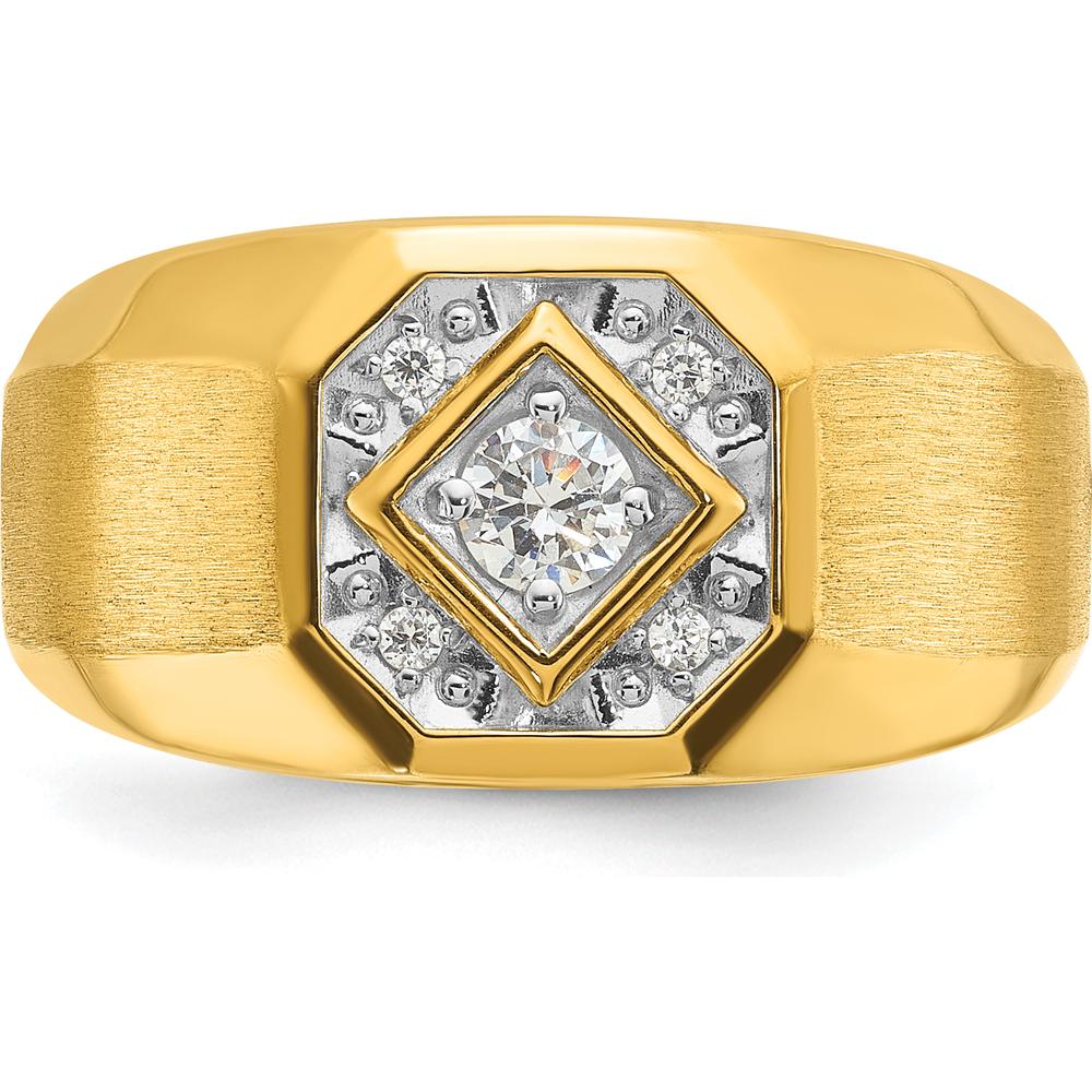 14K Yellow Gold Men's Ring with Round Diamonds - 1/6 Carats Total Diamond Weight by IBGoodman