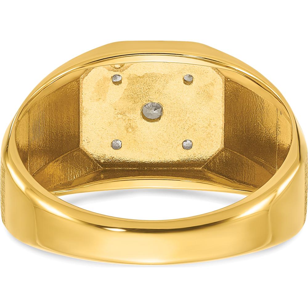 14K Yellow Gold Men's Ring with Round Diamonds - 1/6 Carats Total Diamond Weight by IBGoodman