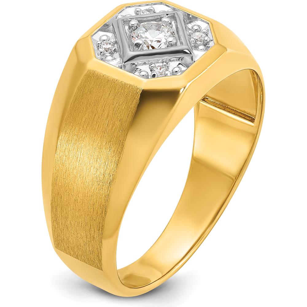 14K Yellow Gold Men's Ring with Round Diamonds - 1/6 Carats Total Diamond Weight by IBGoodman