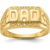 14K Yellow Gold Men's Ring with Round Diamonds - Engraved DAD Design, 0.007 Carat Total Diamond Weight by IBGoodman