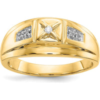 14K Yellow Gold Men's Ring with Round Natural Diamonds - 0.08 Carat Total Diamond Weight by 0