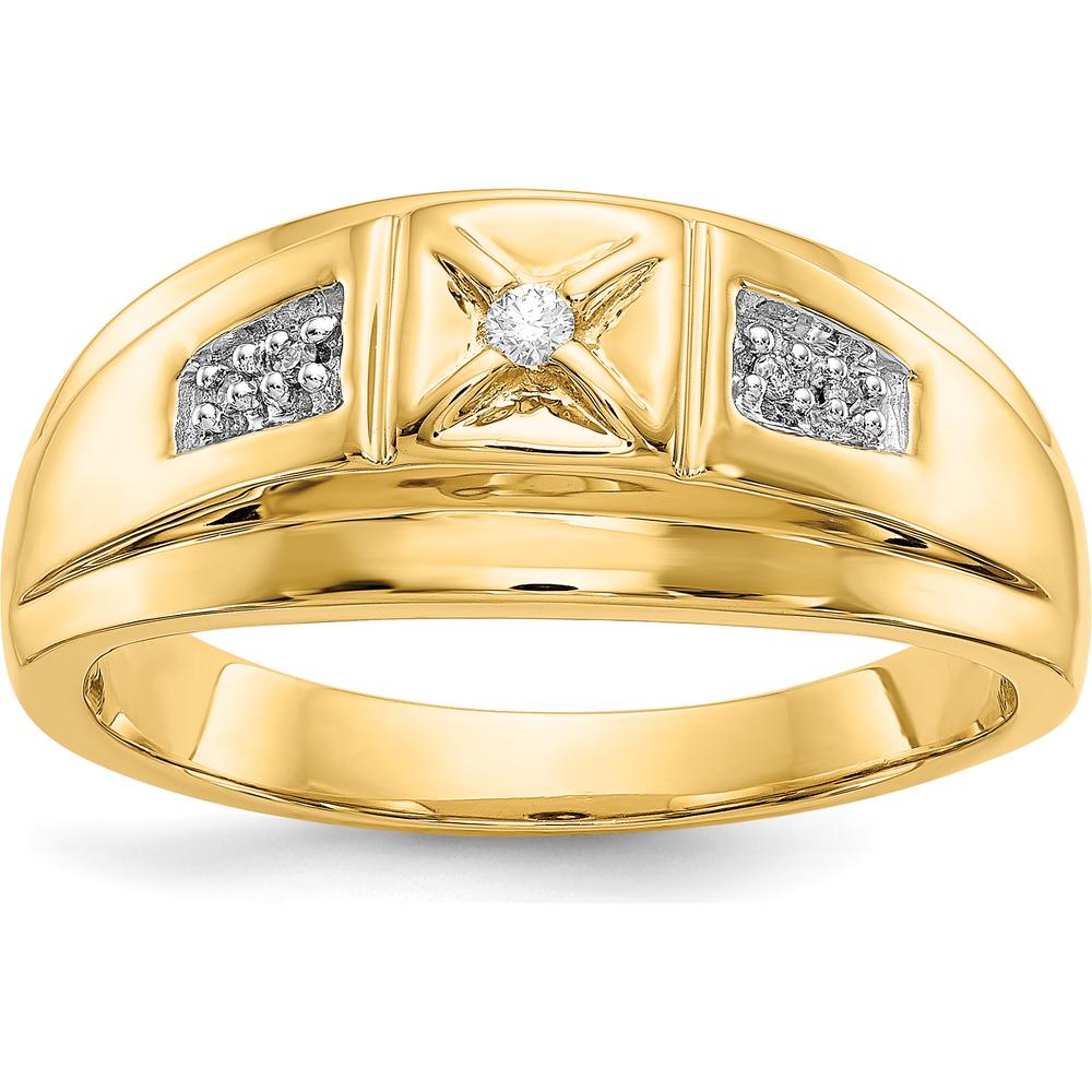 14K Yellow Gold Men's Ring with Round Natural Diamonds - 0.08 Carat Total Diamond Weight by 0