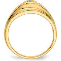 14K Yellow Gold Men's Ring with Round Natural Diamonds - 0.08 Carat Total Diamond Weight by 0