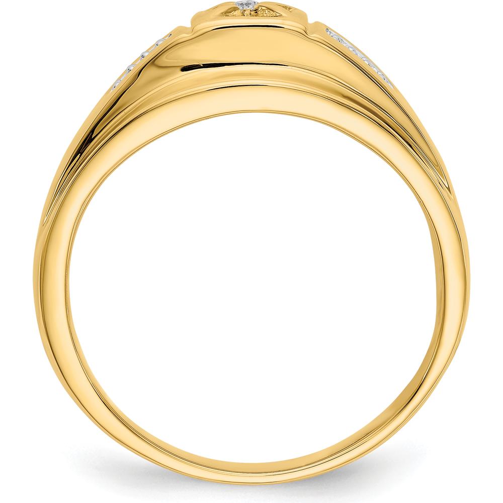 14K Yellow Gold Men's Ring with Round Natural Diamonds - 0.08 Carat Total Diamond Weight by 0