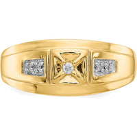 14K Yellow Gold Men's Ring with Round Natural Diamonds - 0.08 Carat Total Diamond Weight by 0