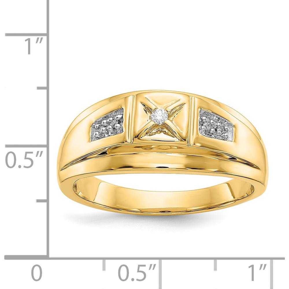 14K Yellow Gold Men's Ring with Round Natural Diamonds - 0.08 Carat Total Diamond Weight by 0