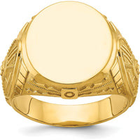 14K Yellow Gold Men's Round Signet Ring - 18.5x15.75mm by IBGoodman