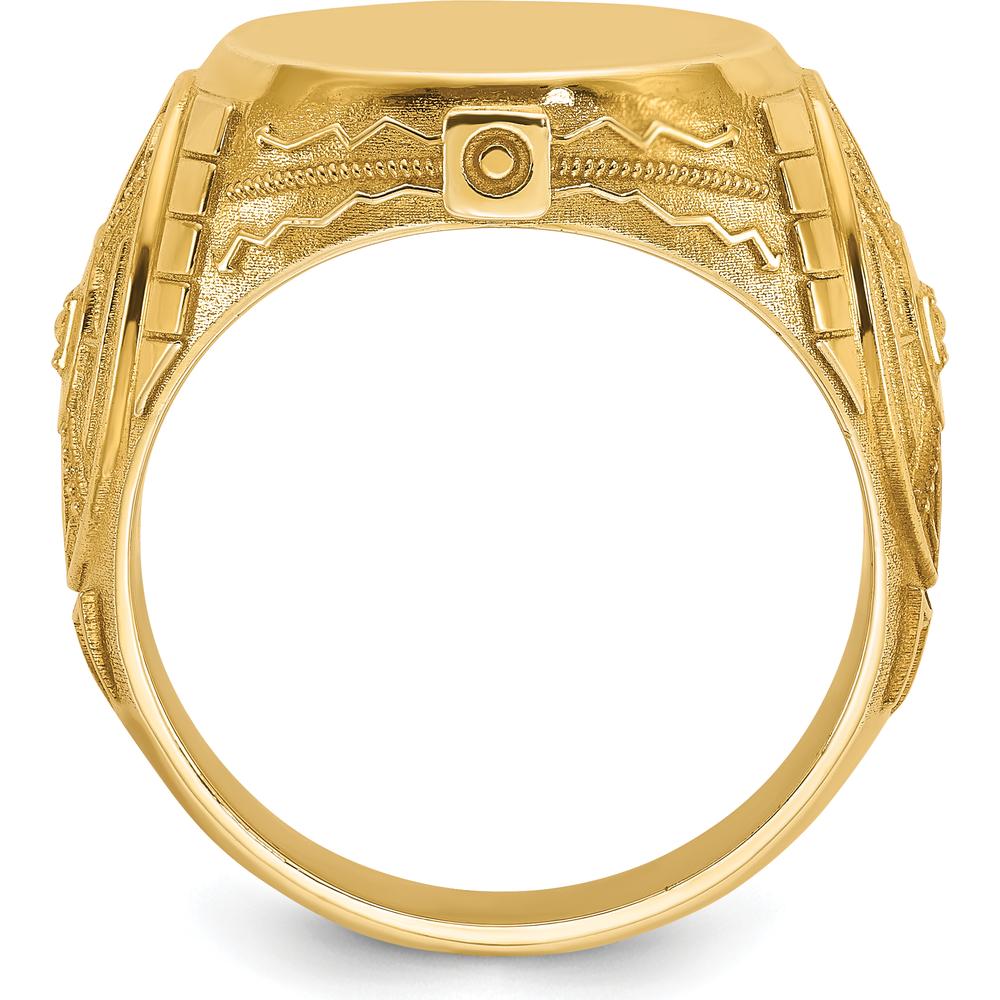 14K Yellow Gold Men's Round Signet Ring - 18.5x15.75mm by IBGoodman