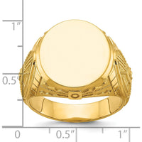 14K Yellow Gold Men's Round Signet Ring - 18.5x15.75mm by IBGoodman