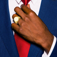 14K Yellow Gold Men's Round Signet Ring - 18.5x15.75mm by IBGoodman