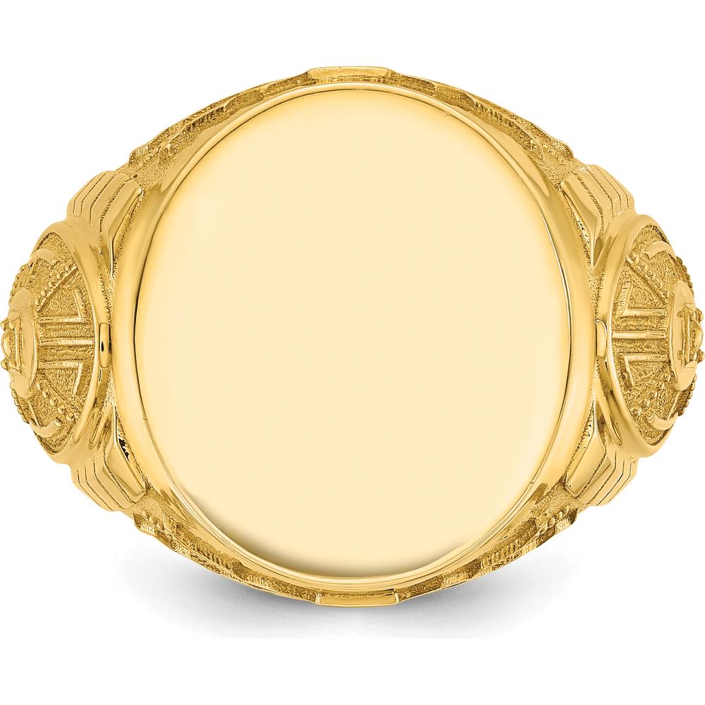 14K Yellow Gold Men's Round Signet Ring - 18.5x15.75mm by IBGoodman
