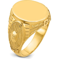 14K Yellow Gold Men's Round Signet Ring - 18.5x15.75mm by IBGoodman