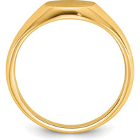 14K Yellow Gold Men's Round Signet Ring with Brushed Finish by IBGoodman