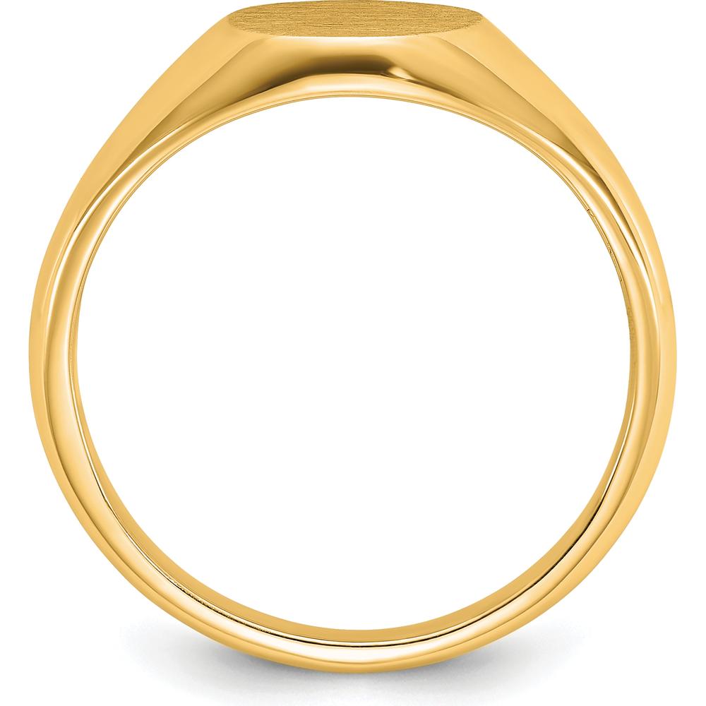 14K Yellow Gold Men's Round Signet Ring with Brushed Finish by IBGoodman