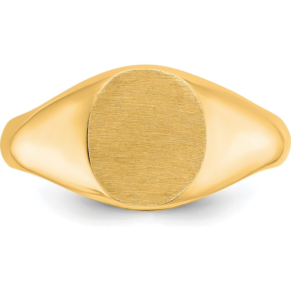 14K Yellow Gold Men's Round Signet Ring with Brushed Finish by IBGoodman