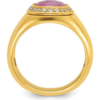 14K Yellow Gold Men's Ruby Doublet Ring with Diamond Halo - 1/5 Carats Total Diamond Weight by IBGoodman