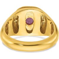 14K Yellow Gold Men's Ruby Doublet Ring with Diamond Halo - 1/5 Carats Total Diamond Weight by IBGoodman