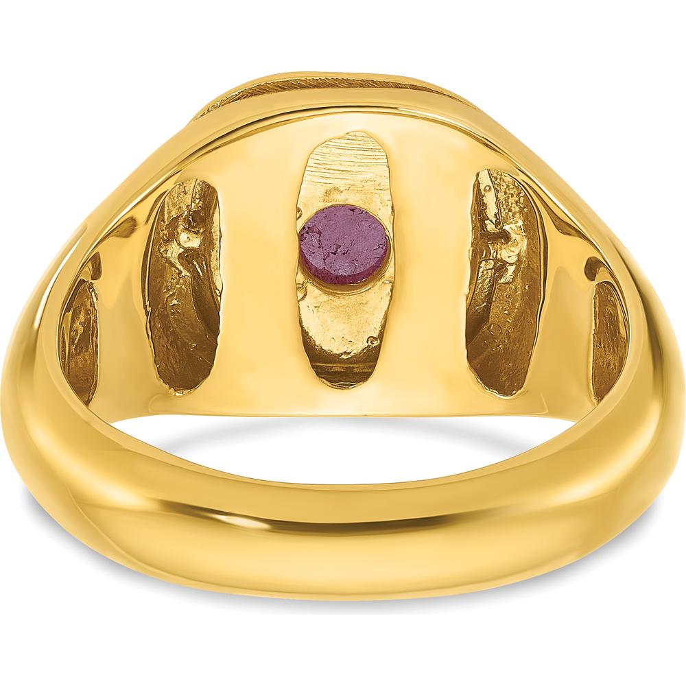 14K Yellow Gold Men's Ruby Doublet Ring with Diamond Halo - 1/5 Carats Total Diamond Weight by IBGoodman