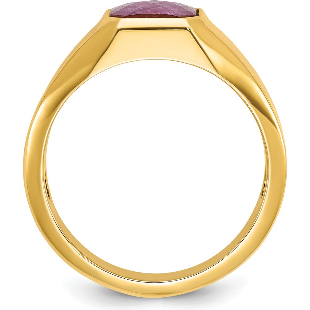 14K Yellow Gold Men's Ruby Doublet Square Ring by IBGoodman
