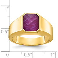 14K Yellow Gold Men's Ruby Doublet Square Ring by IBGoodman