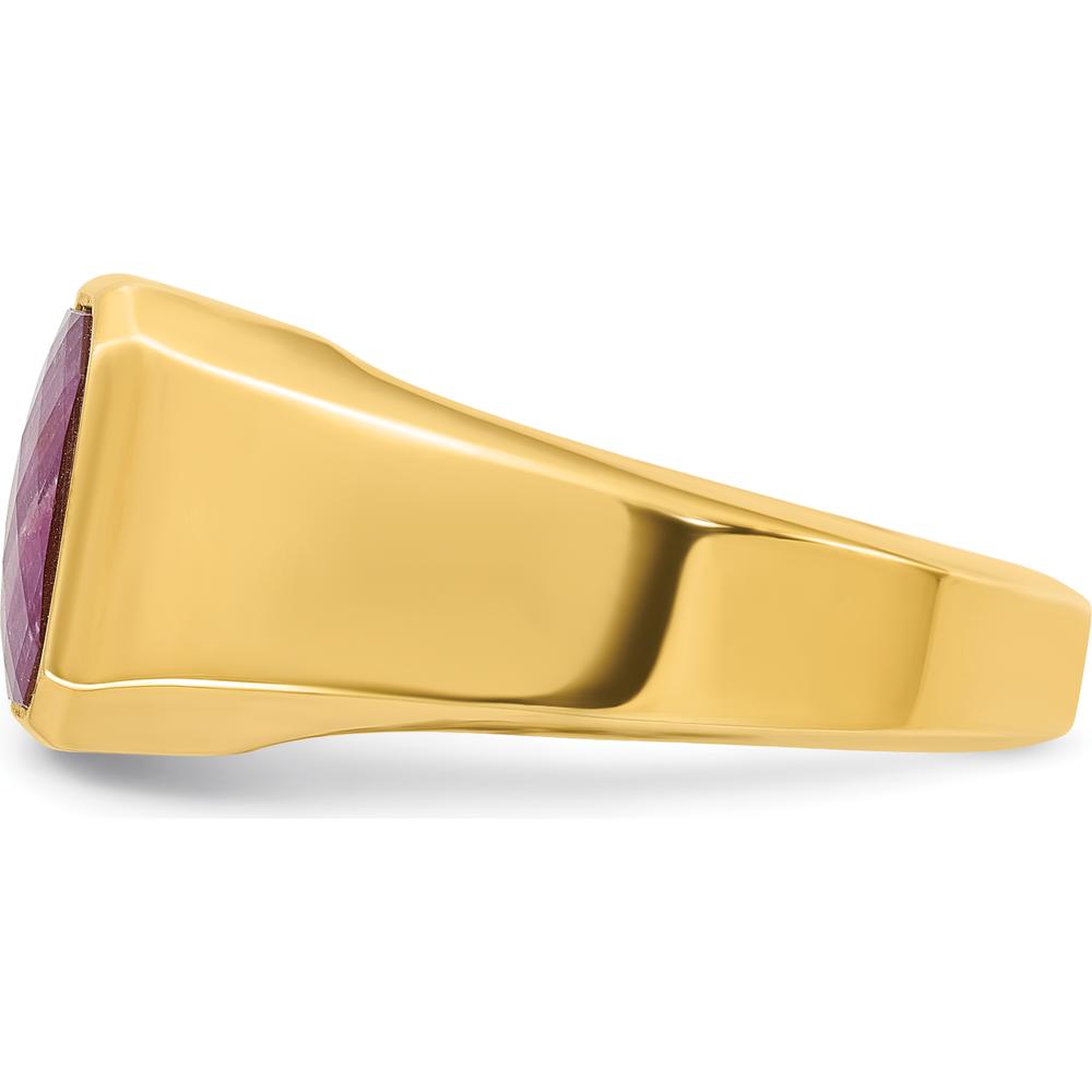 14K Yellow Gold Men's Ruby Doublet Square Ring by IBGoodman