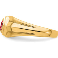 14K Yellow Gold Men's Ruby Ring - 0.33 Carat Round Natural Ruby by 0