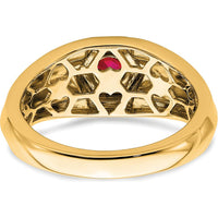 14K Yellow Gold Men's Ruby Ring - 0.33 Carat Round Natural Ruby by 0