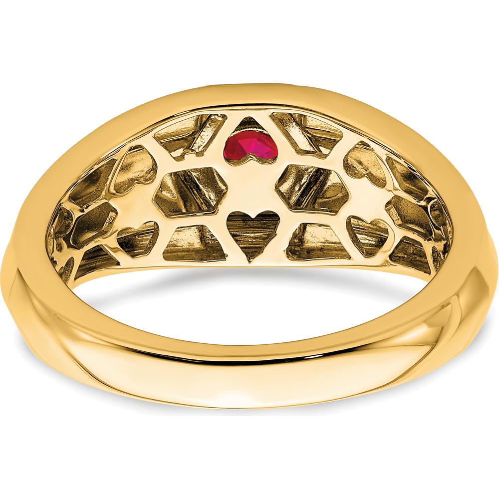 14K Yellow Gold Men's Ruby Ring - 0.33 Carat Round Natural Ruby by 0