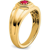 14K Yellow Gold Men's Ruby Ring - 0.33 Carat Round Natural Ruby by 0