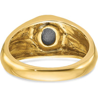 14K Yellow Gold Men's Satin Star Sapphire and Diamond Ring - 0.03 Carats Total Diamond Weight by IBGoodman