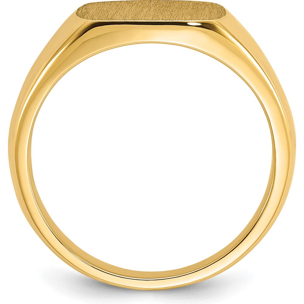 14K Yellow Gold Men's Satin Top Cushion Signet Ring with Matte Finish by IBGoodman