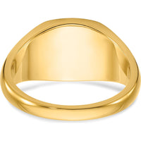 14K Yellow Gold Men's Satin Top Cushion Signet Ring with Matte Finish by IBGoodman