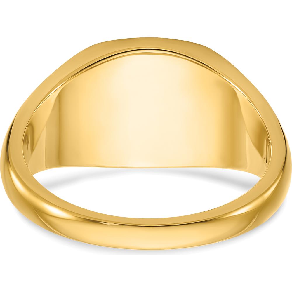 14K Yellow Gold Men's Satin Top Cushion Signet Ring with Matte Finish by IBGoodman