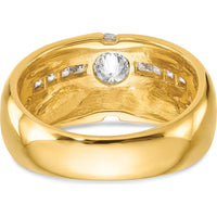 14K Yellow Gold Men's Semi-Mount Ring with Channel-Set Princess and Round Diamonds - Holds 0.75 Carat Round Center Stone, 0.6 Carat Total Diamond Weight by 0