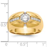 14K Yellow Gold Men's Semi-Mount Ring with Channel-Set Princess and Round Diamonds - Holds 0.75 Carat Round Center Stone, 0.6 Carat Total Diamond Weight by 0