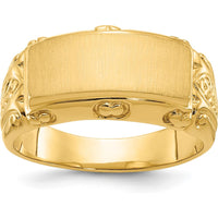 14K Yellow Gold Men's Signet Ring 15x7mm - Polished Design by IBGoodman