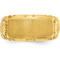 14K Yellow Gold Men's Signet Ring 15x7mm - Polished Design by IBGoodman