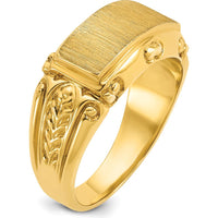 14K Yellow Gold Men's Signet Ring 15x7mm - Polished Design by IBGoodman