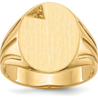 14K Yellow Gold Men's Signet Ring Mounting with Polished and Brushed Finish - 14.0x16.0mm Top Size by 0