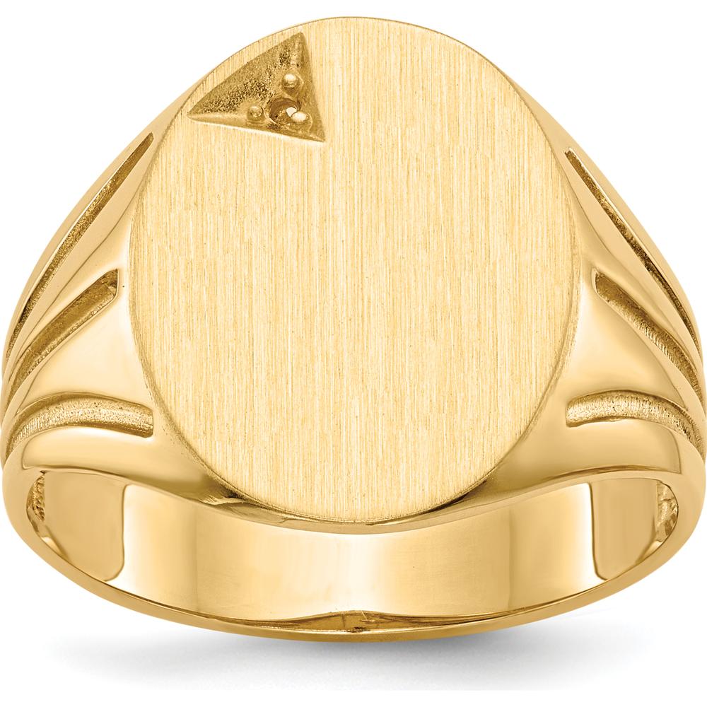 14K Yellow Gold Men's Signet Ring Mounting with Polished and Brushed Finish - 14.0x16.0mm Top Size by 0