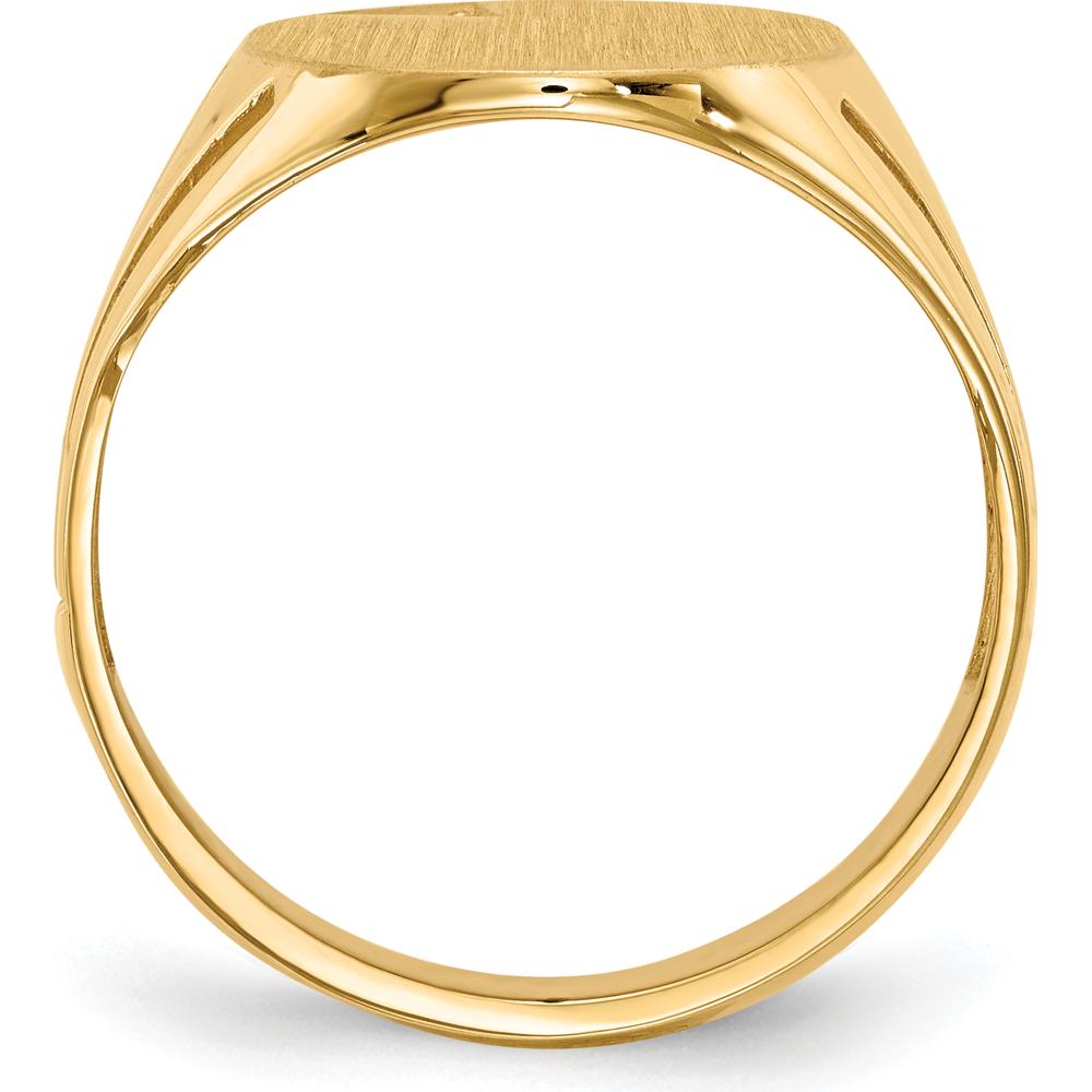 14K Yellow Gold Men's Signet Ring Mounting with Polished and Brushed Finish - 14.0x16.0mm Top Size by 0