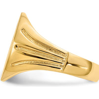 14K Yellow Gold Men's Signet Ring Mounting with Polished and Brushed Finish - 14.0x16.0mm Top Size by 0
