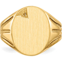 14K Yellow Gold Men's Signet Ring Mounting with Polished and Brushed Finish - 14.0x16.0mm Top Size by 0